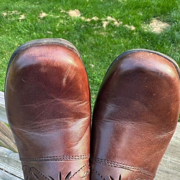 Clarks Bendables Wedge Heel Clog Brown Leather Womens Size 7.5 M - Picture 8 of 12